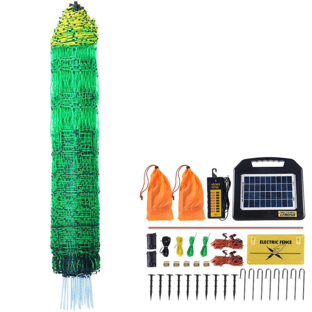 Vevor Electric Fence Netting 48" H x 100' L Fencing Kit with Solar Charger & Posts New