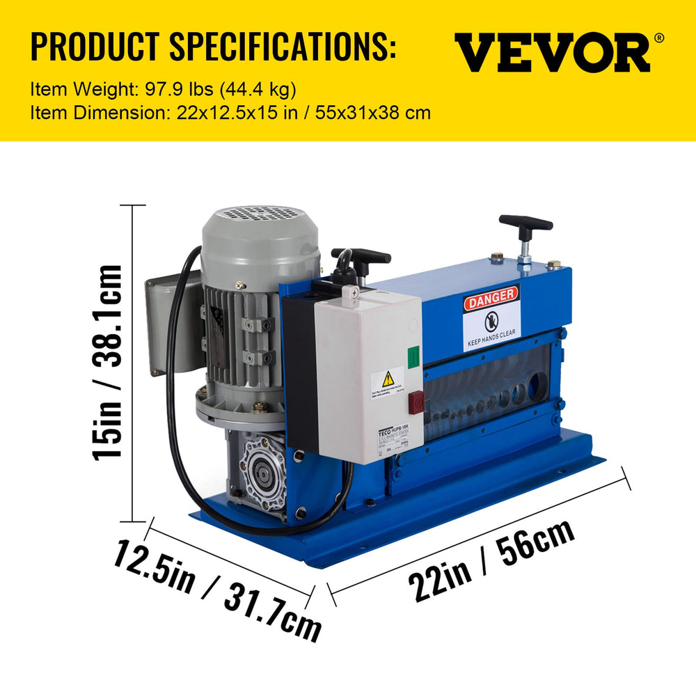 Vevor Wire Stripping Machine 18 AWG - 1" OD Cable Range 11 Channels 10 Blades New