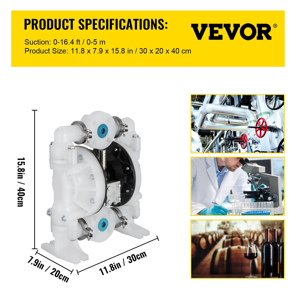 Vevor Double Diaphragm Pump Air-Operated 1" Inlet/Outlet 30 GPM 120 PSI New