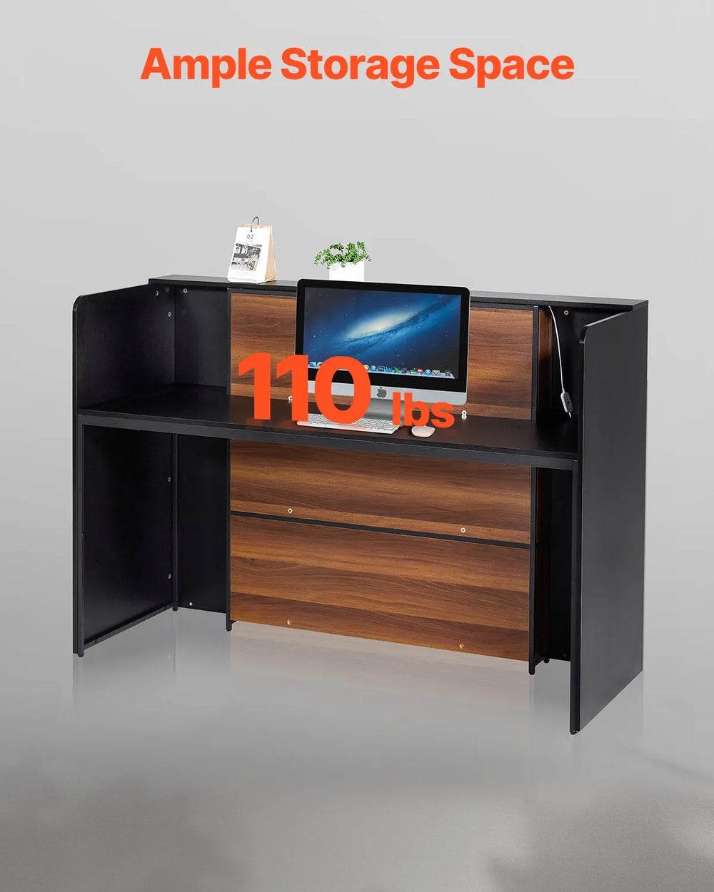 Vevor Reception Desk 62" Front Counter Table with LED Light New