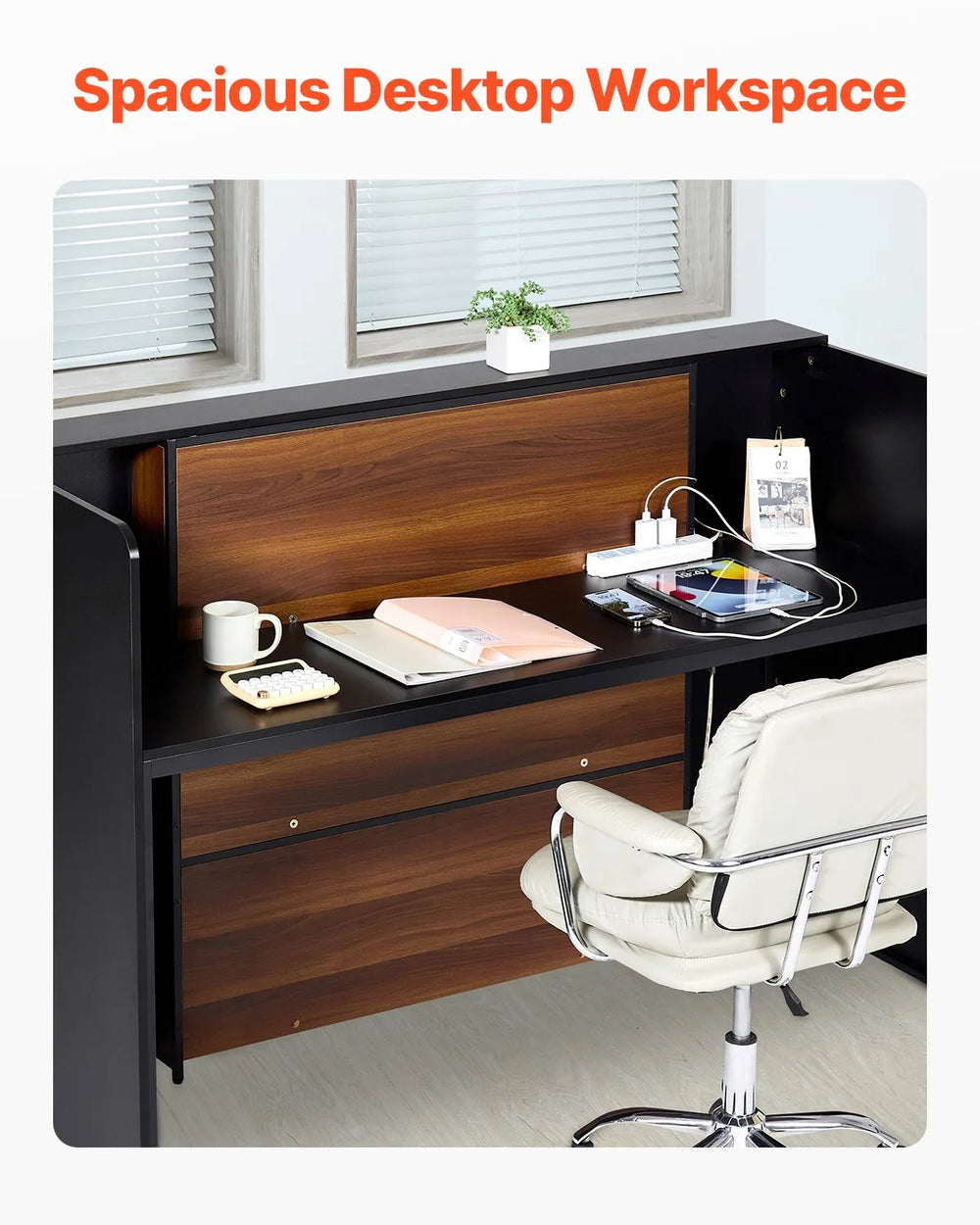 Vevor Reception Desk 62" Front Counter Table with LED Light New
