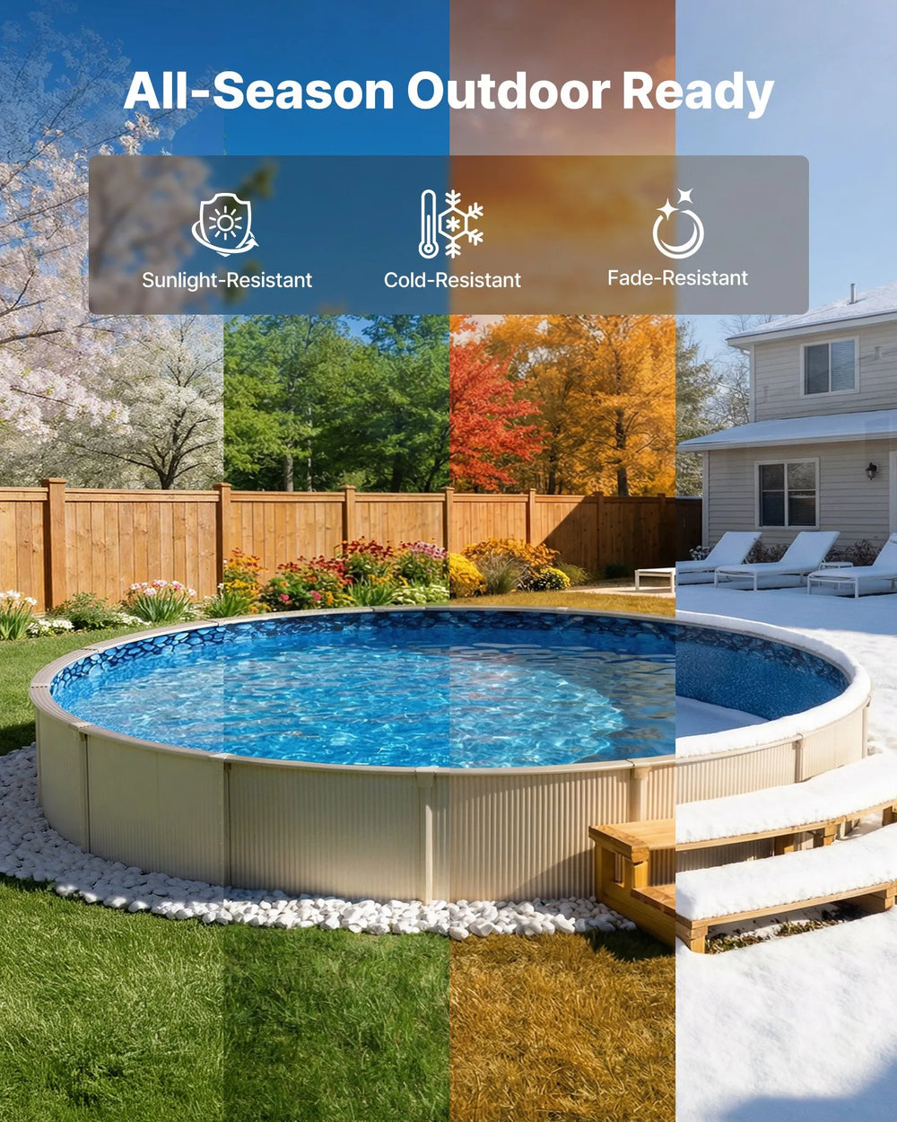Vevor Pool Liner 27 ft. Round UniBead for 52 in. Wall Height New
