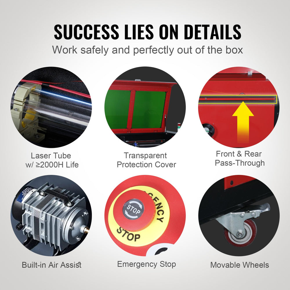 Vevor CO2 Laser Engraver 16" x 24" 60W w/ 2-Way Pass Air Assist New