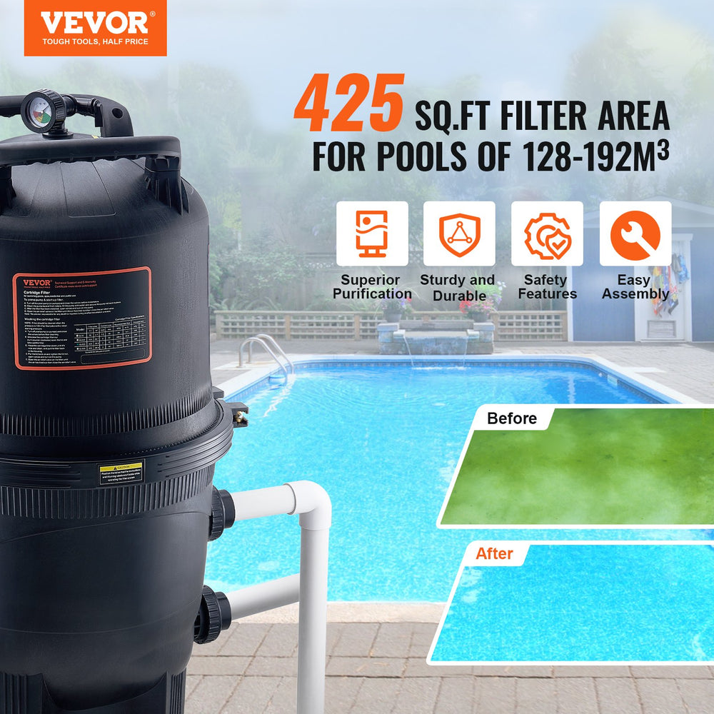 Vevor Cartridge Pool Filter 425 Sq. Ft. Area for Inground and Above Ground Filtration System New