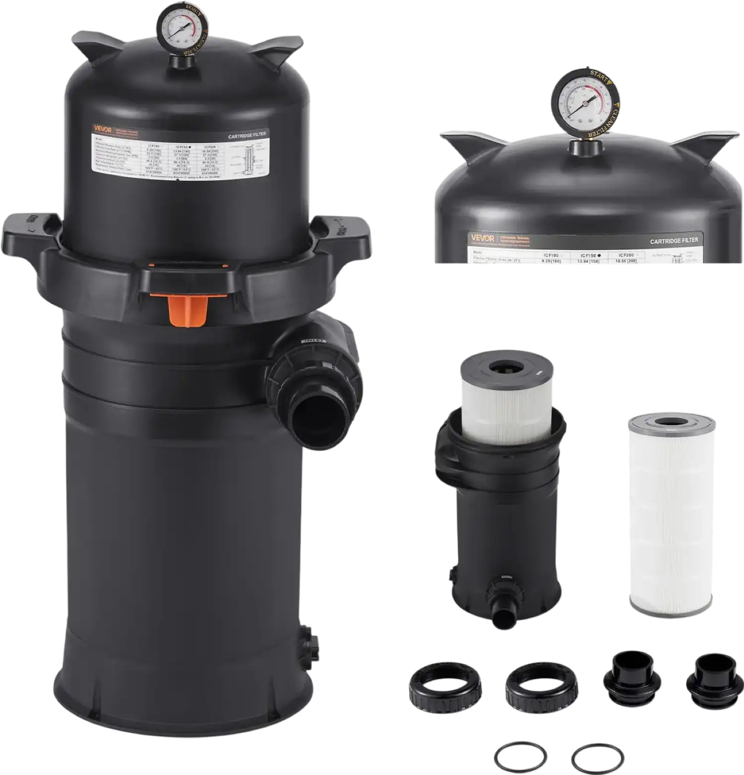 Vevor Cartridge Pool Filter with Valve 9,000 GPH Cleaning System 150 sq. ft New