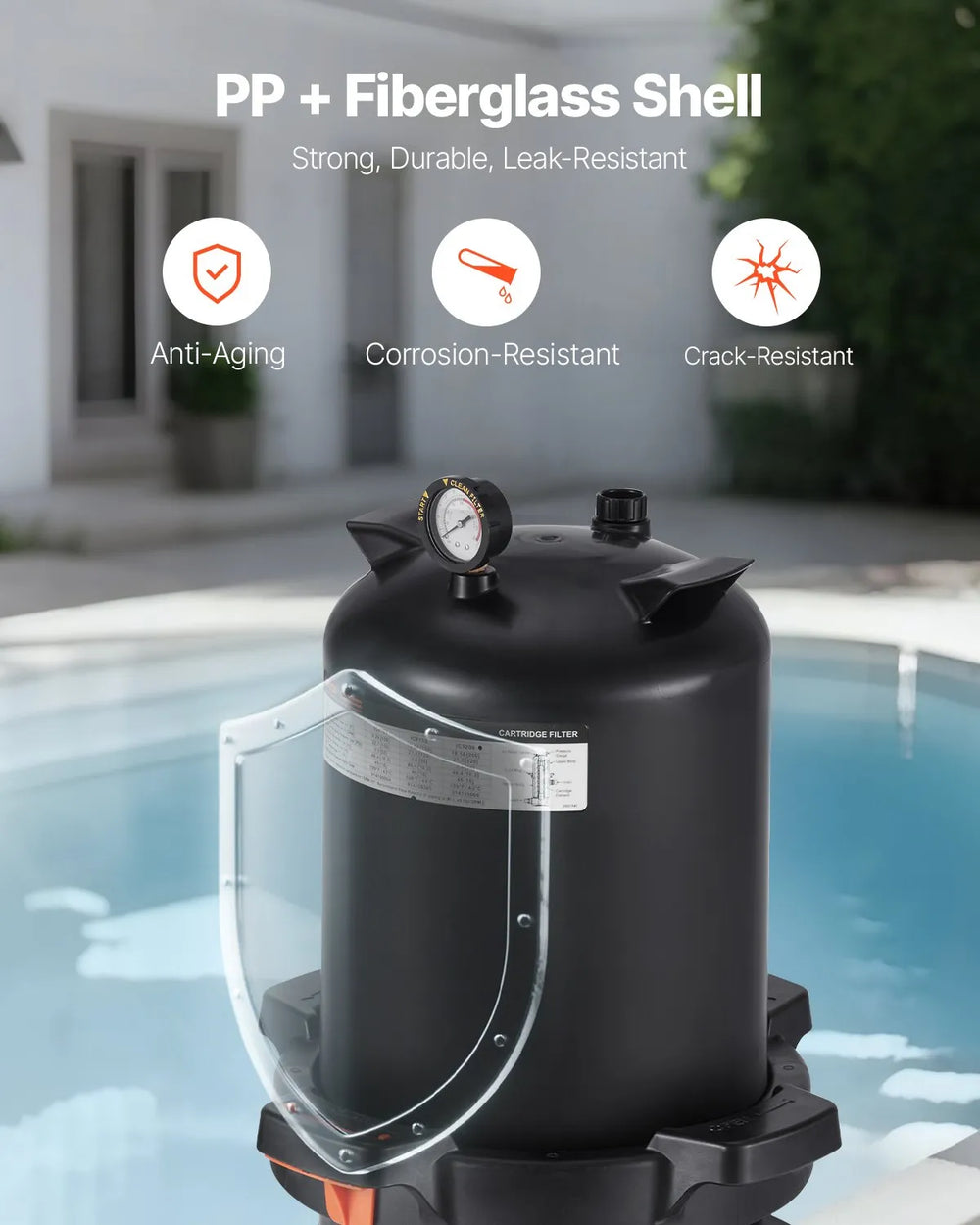 Vevor Cartridge Pool Filter with Valve 9,000 GPH Cleaning System 200 sq. ft New