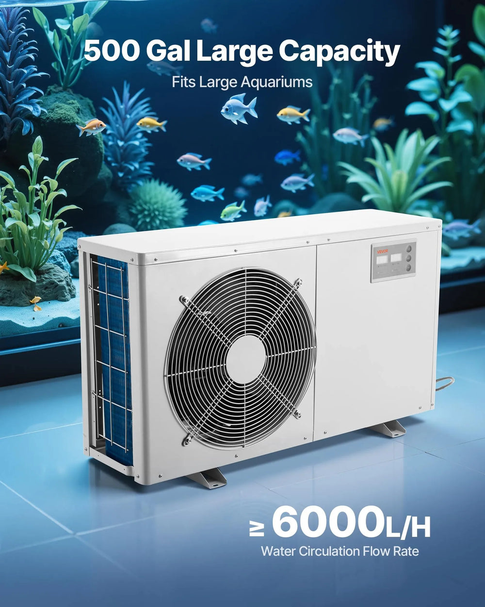 Vevor Aquarium Chiller 500 Gallon Capacity 1.5 HP Adjustable Temperature New