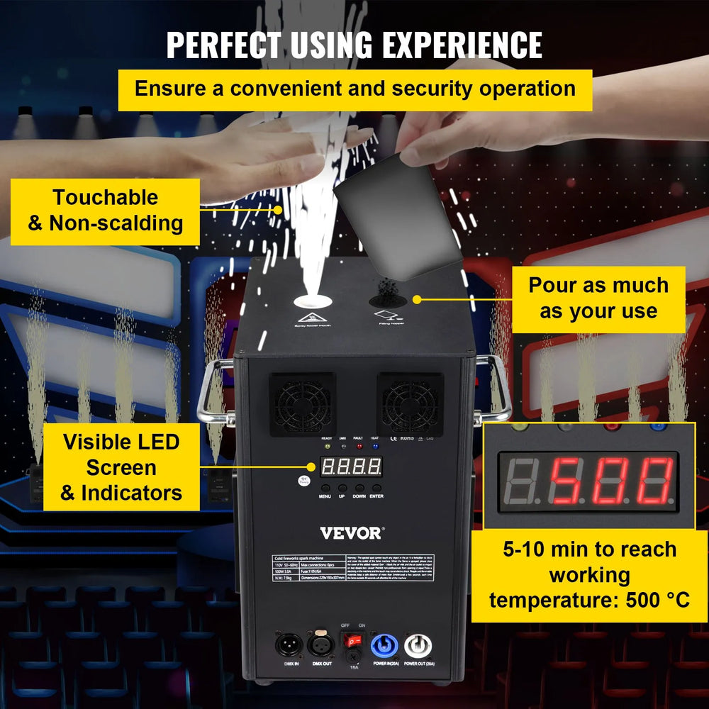 Vevor Cold Spark Machine 400W 6.6' to 9.8' Special Effects DMX Control 2 Units New