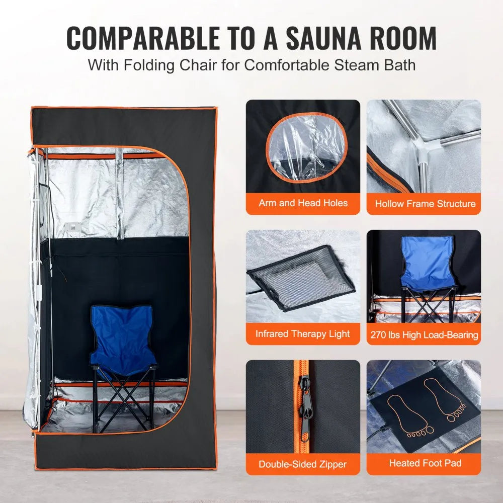 Vevor Sauna Tent 35 x 35 in. Portable Time and Temperature Remote Control 1400W New