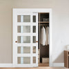 Vevor Sliding Double Doors 48 x 80 in. 5-Lite Frosted Glass with Hardware Kit New