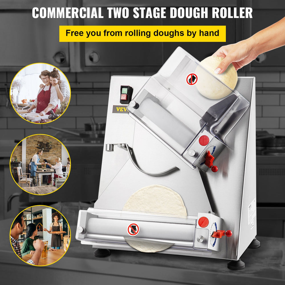 Vevor Dough Roller Sheeter with Adjustable Thickness Stainless Steel 370W New