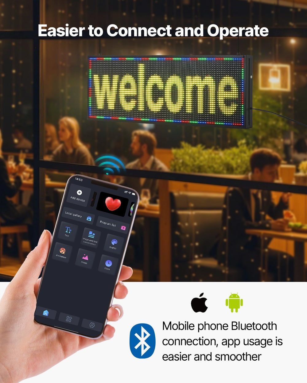 Vevor LED Sign Full-Color Programmable Digital Scrolling Display 40" x 14" New