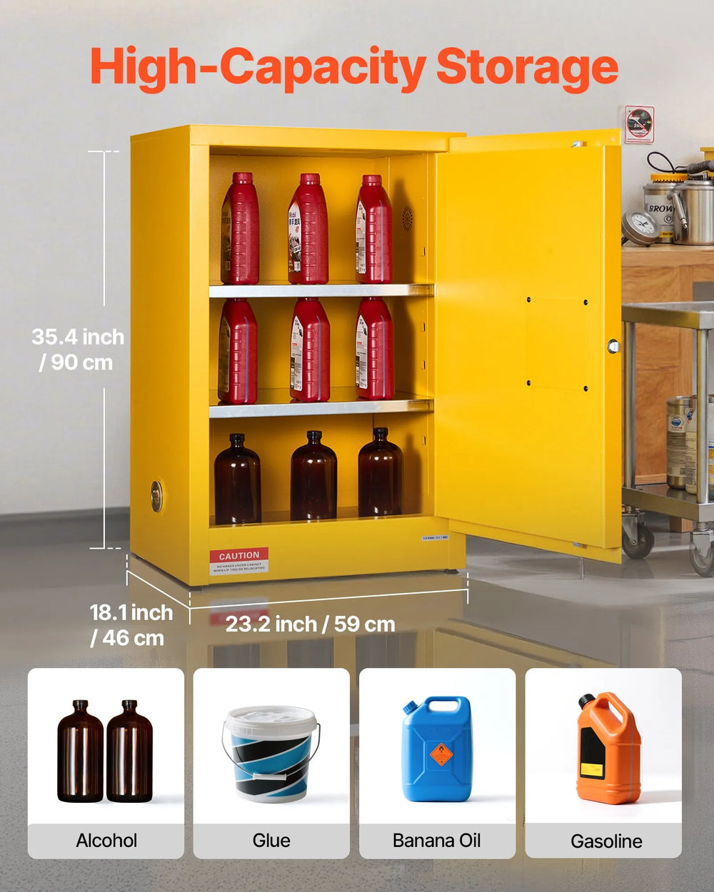 Vevor Flammable Safety Cabinet 13 Gallon 23.2" x 18.1" x 35.4" with Adjustable Shelf New