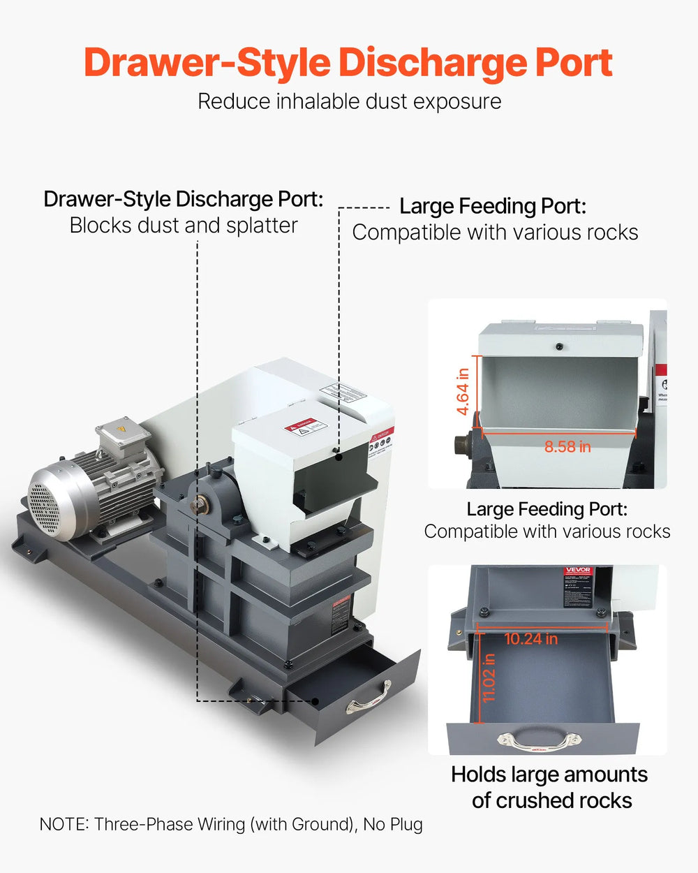 Vevor Rock Stone Crusher Machine 1740 RPM 2200W 220V New