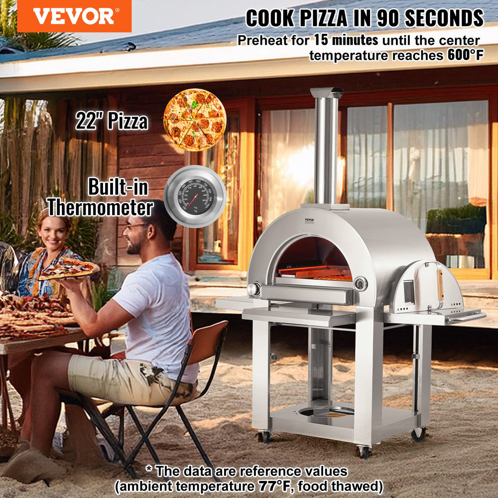 Vevor Outdoor Pizza Oven 22" Portable Pellet/Gas Powered with Casters New