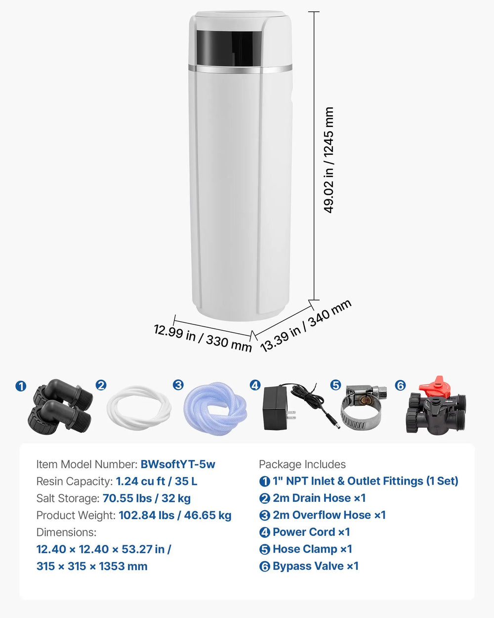 Vevor Water Softener Whole House System 40,000 Grains with Automatic Touch Panel New