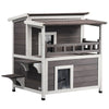 Vevor Outdoor Cat Shelter 2-Story Wooden House with Balcony & Roof New