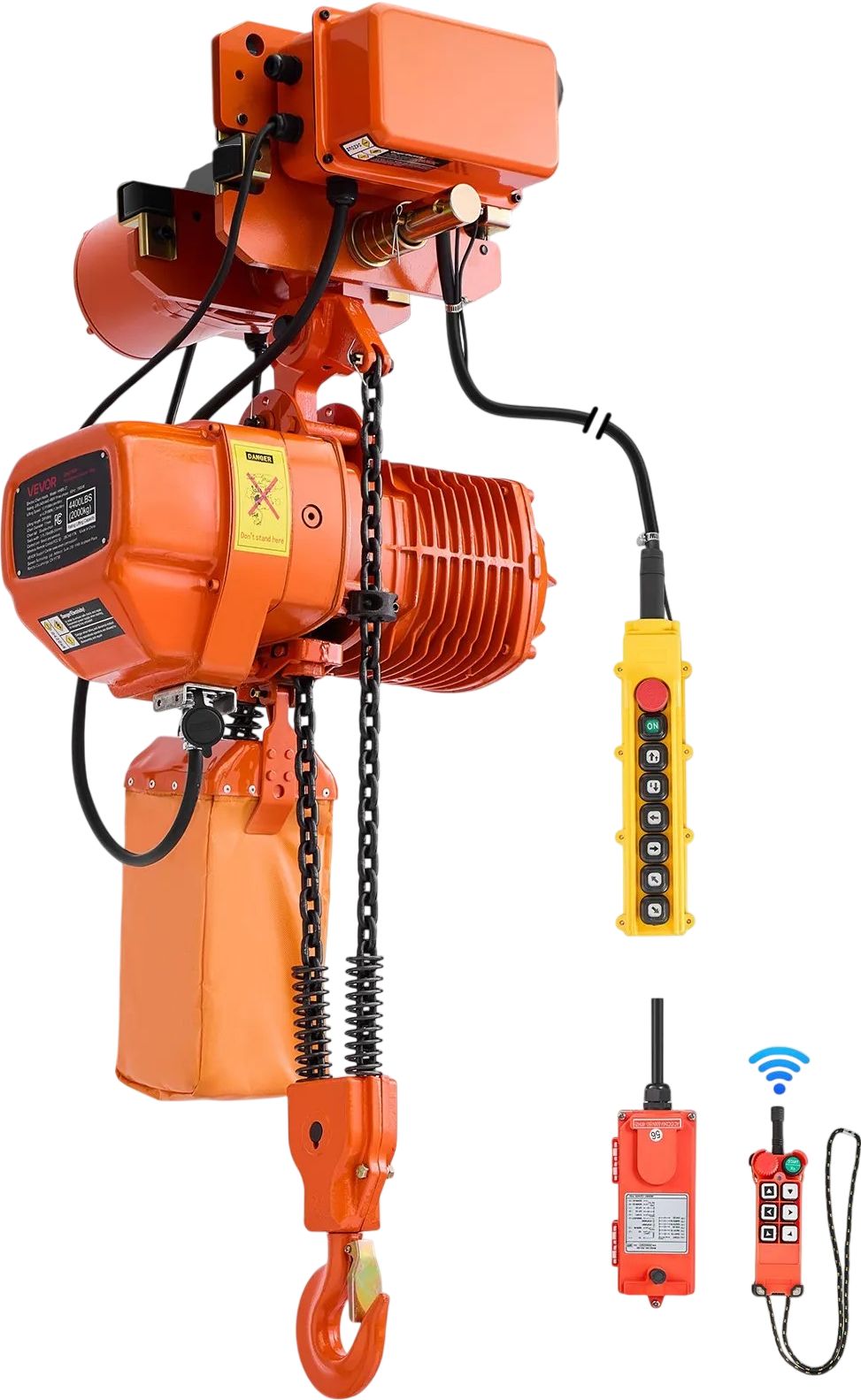 Vevor Electric Chain Hoist 4,400 lb. Capacity 20 ft. Lift Height Double Chain Remote Control 3-Phase 480V New