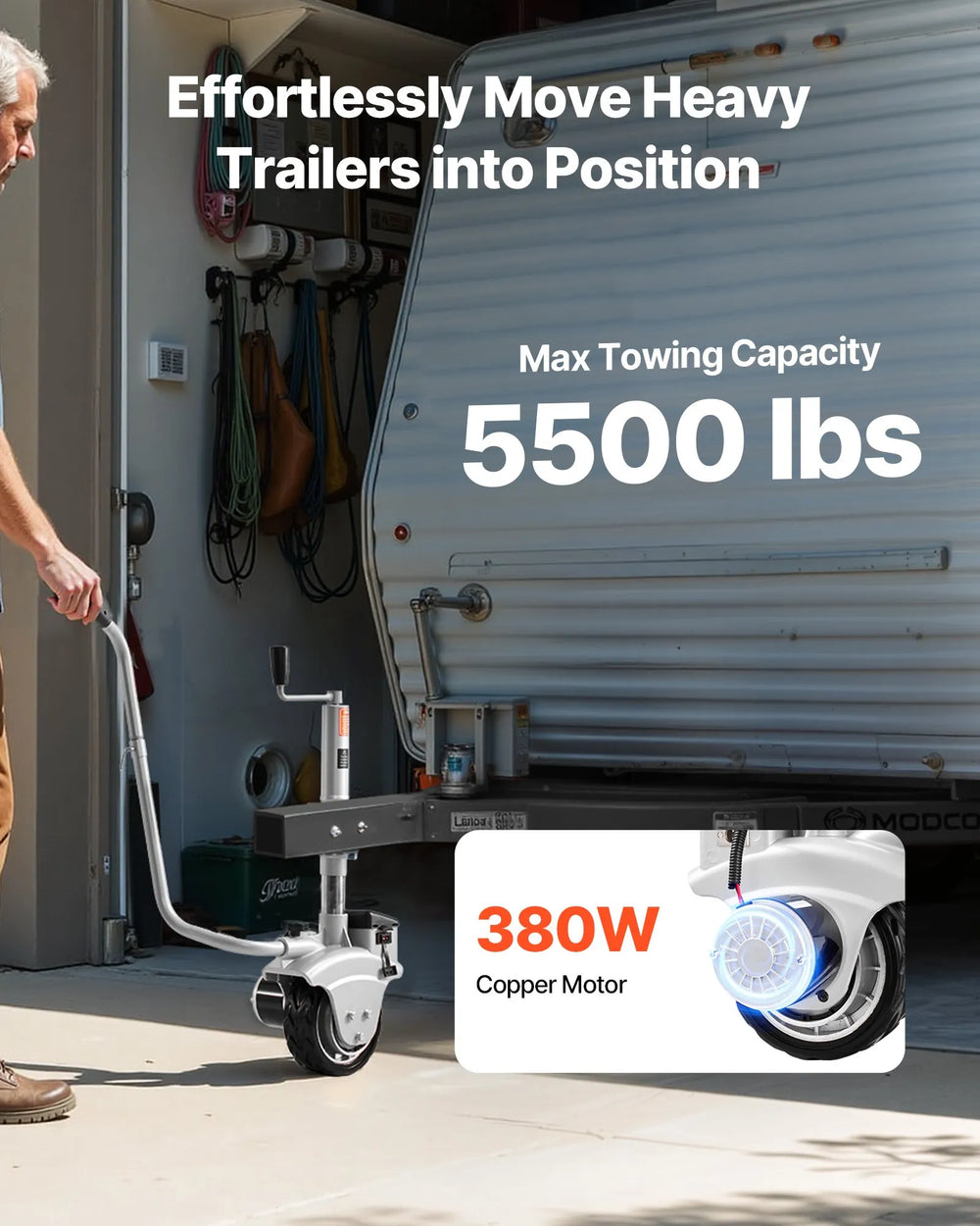 Vevor Electric Trailer Dolly 5,500 lbs. Towing Capacity 23 ft/min Adjustable Height 380W 12V New