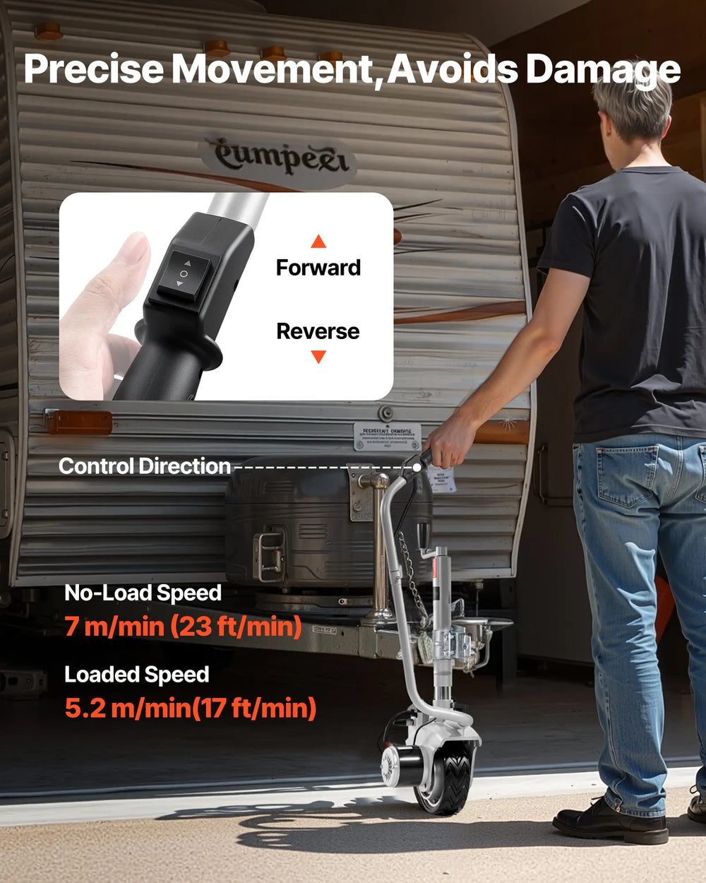 Vevor Electric Trailer Dolly 5,500 lbs. Towing Capacity 23 ft/min Adjustable Height 380W 12V New