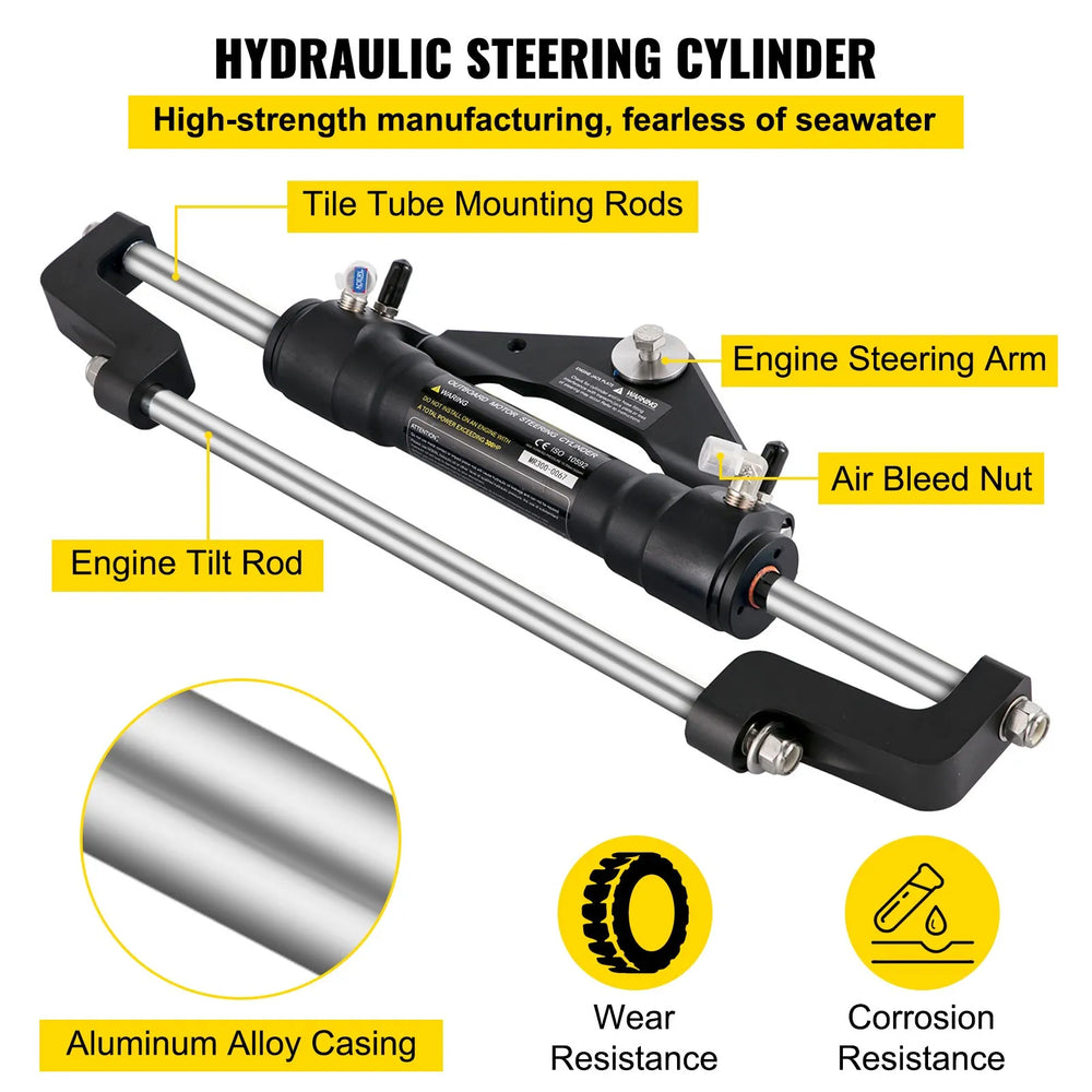 Vevor Hydraulic Boat Steering Kit 300 HP with 13.5" Wheel Helm Pump HK6310A-3 New