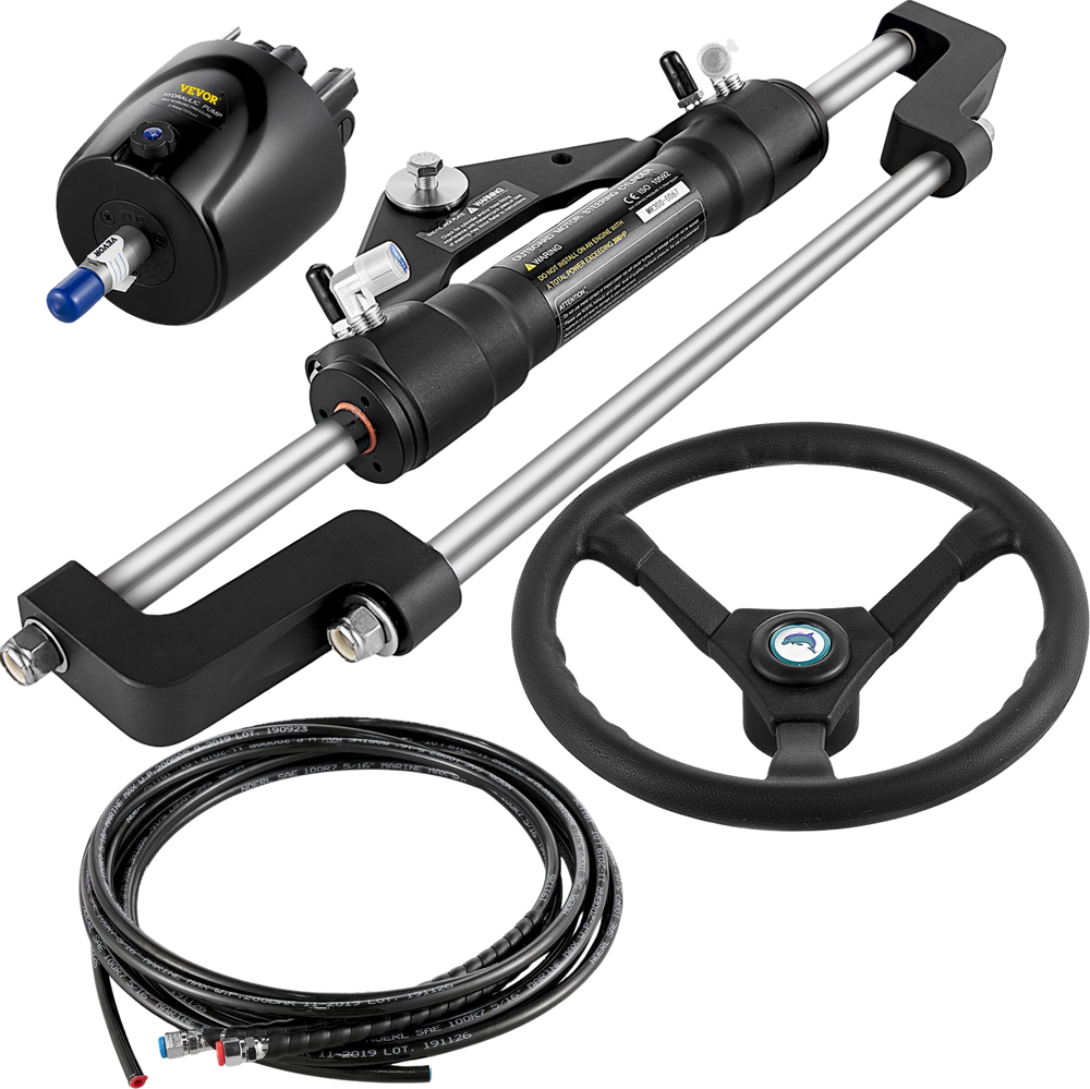 Vevor Hydraulic Outboard Steering Kit System 300 HP 18' Hose Helm