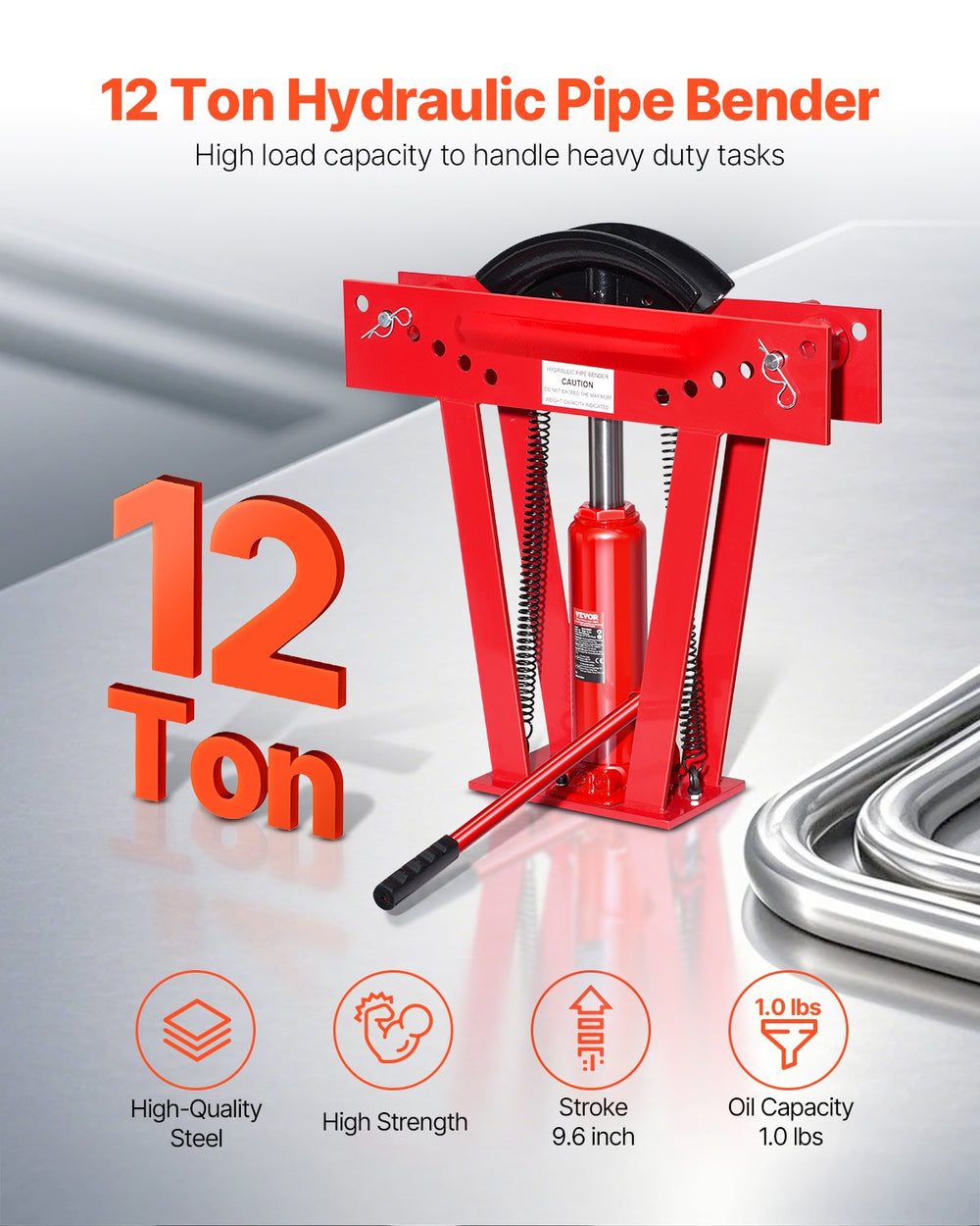 Vevor Hydraulic Pipe Bender 12 Ton Manual Tool with 6 Dies New