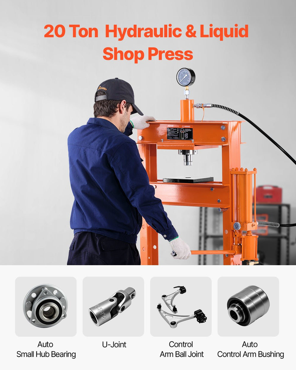 Vevor Hydraulic Shop Press 20 Ton with Press Plate for Bending New