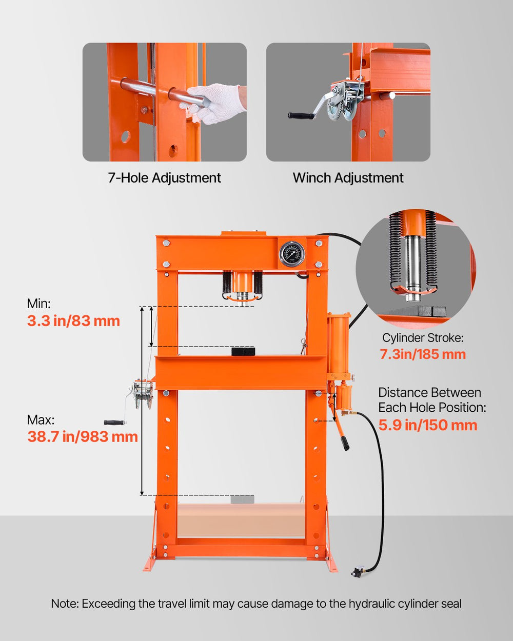 Vevor Hydraulic Shop Press 50 Ton with Press Plate for Bending New