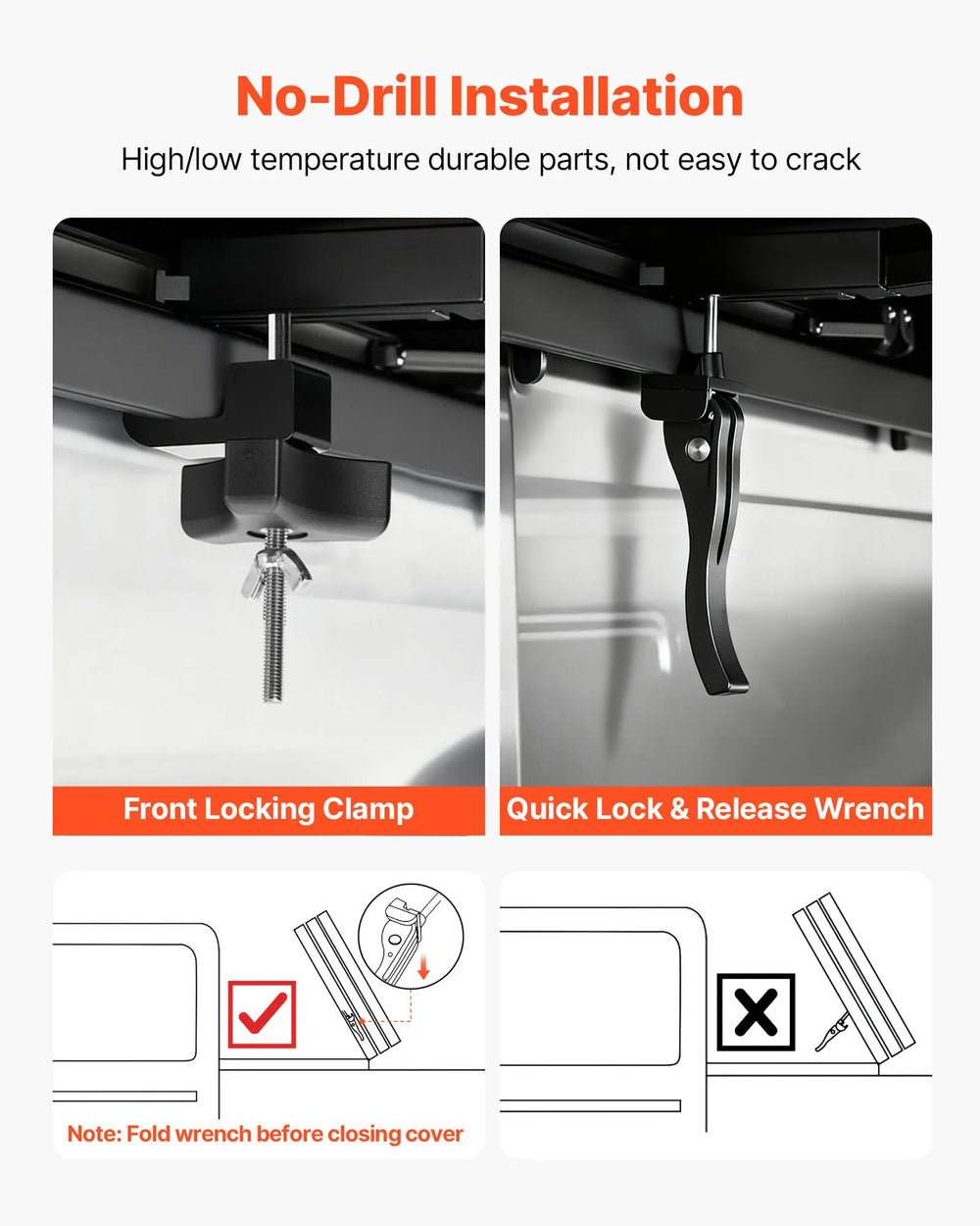 Vevor Truck Bed Tonneau Cover Hard Tri-Fold 76" for 2019-2024 Dodge Ram 1500 New