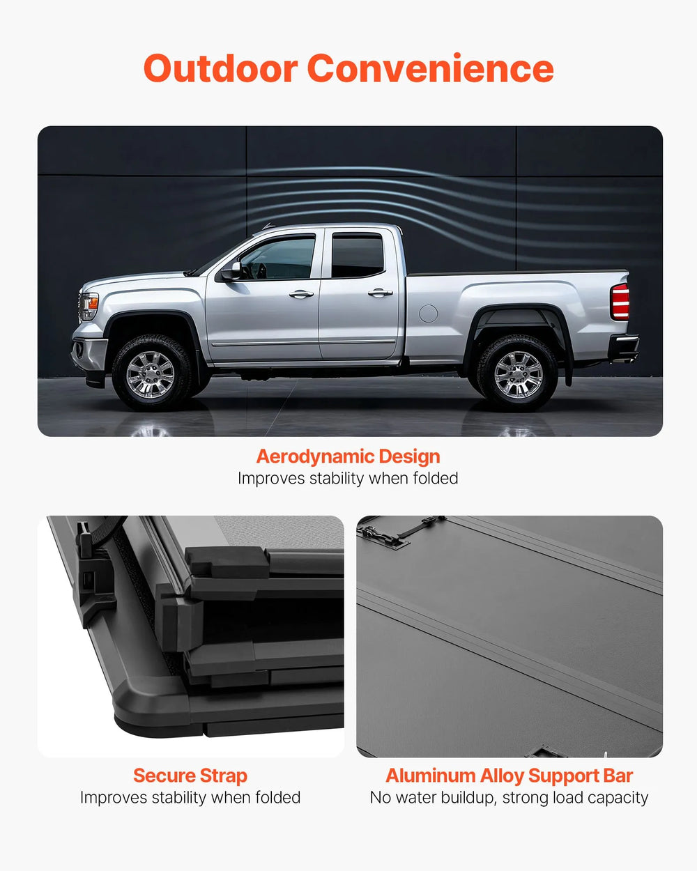 Vevor Truck Bed Tonneau Cover Hard Tri-Fold 76" for 2019-2024 Dodge Ram 1500 New