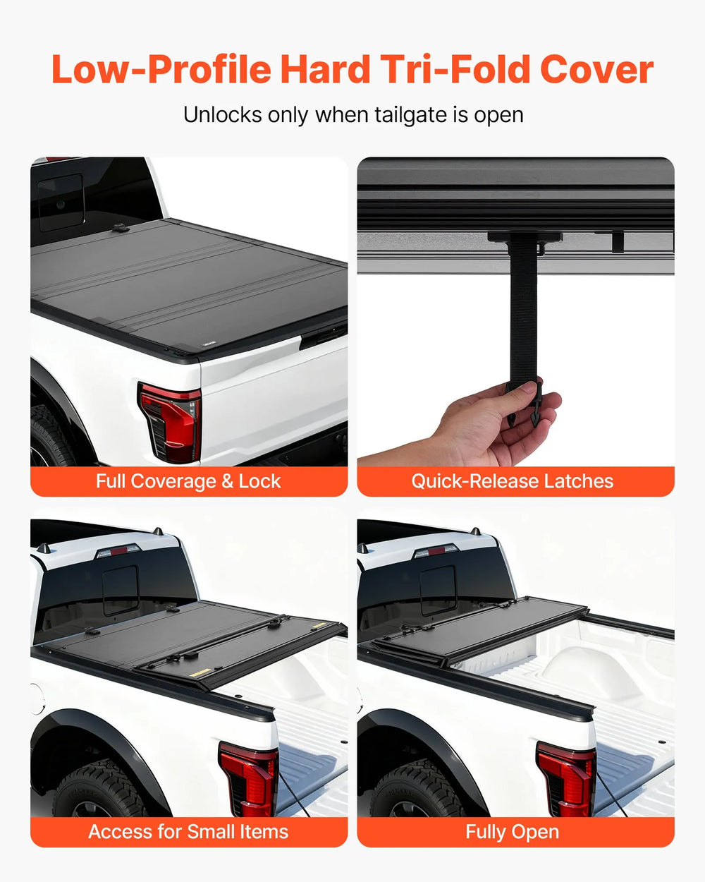 Vevor Truck Bed Tonneau Cover Hard Tri-Fold 70" for 2019-2025 Chevy/GMC New