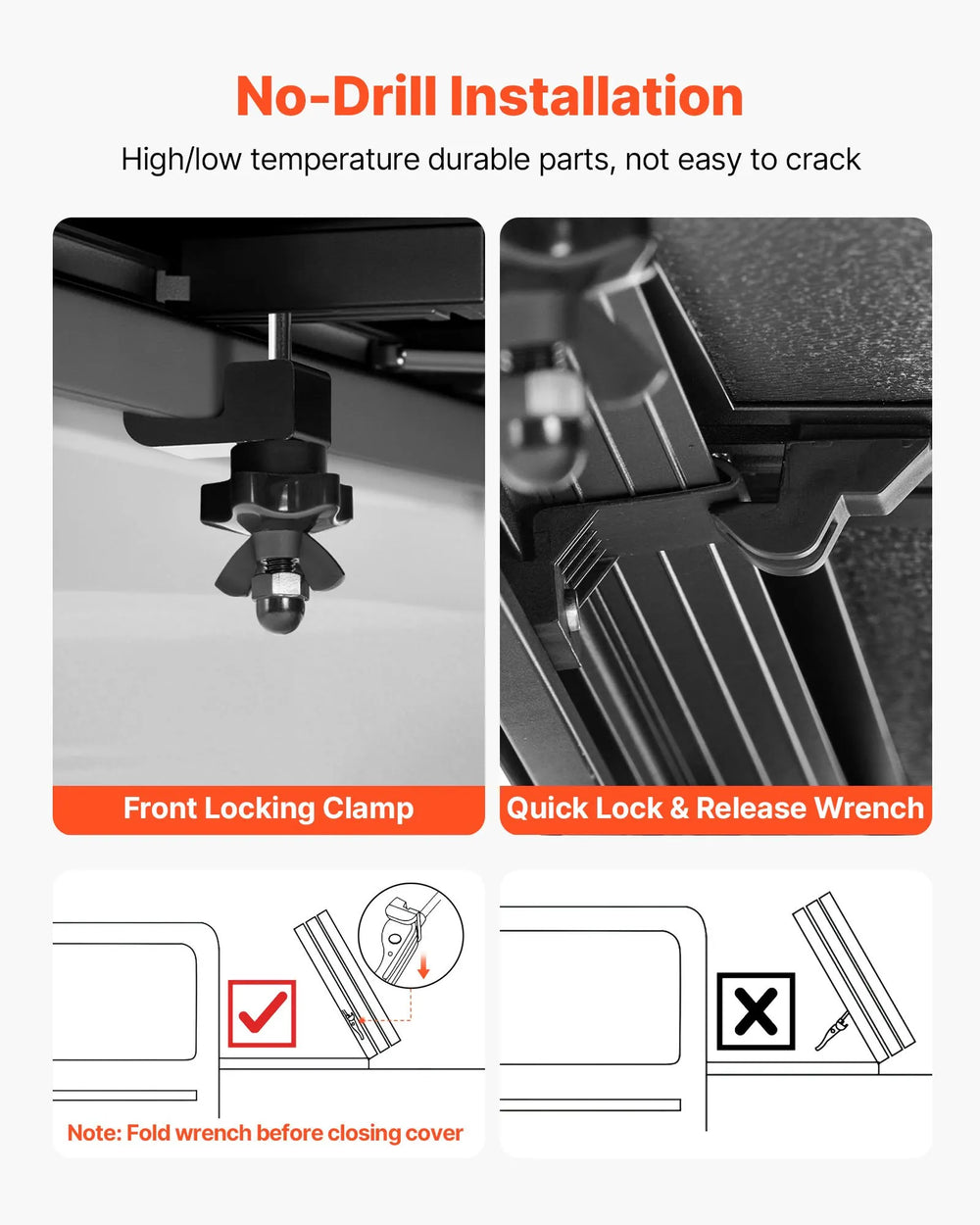 Vevor Truck Bed Tonneau Cover Hard Tri-Fold 70" for 2019-2025 Chevy/GMC New