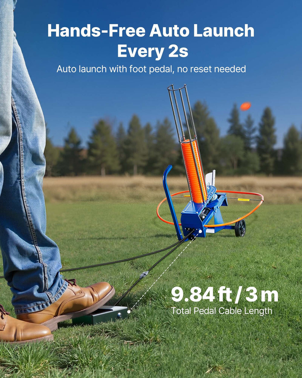 Vevor Clay Target Thrower Portable Automatic Launcher Adjustable Angle 75-80 Disc Capacity New