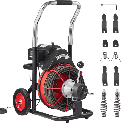 Vevor Drain Cleaner Machine Electric Auger 100 Ft x 3/8