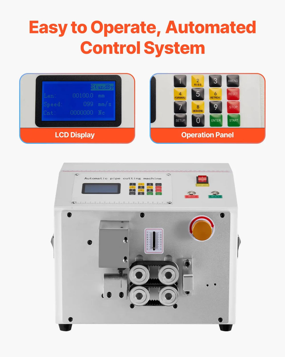 Vevor Automatic Pipe Cutting Machine 1-20mm Cut Diameter with LCD Display New