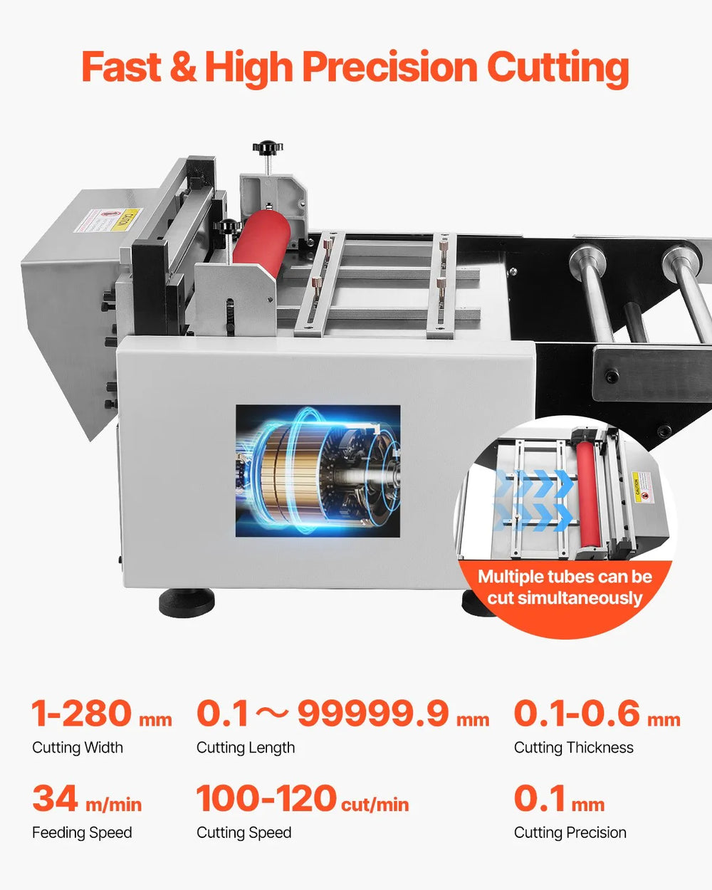 Vevor Auto Heat-Shrink Tube Cutter 1-280mm Cutting Width 650W New