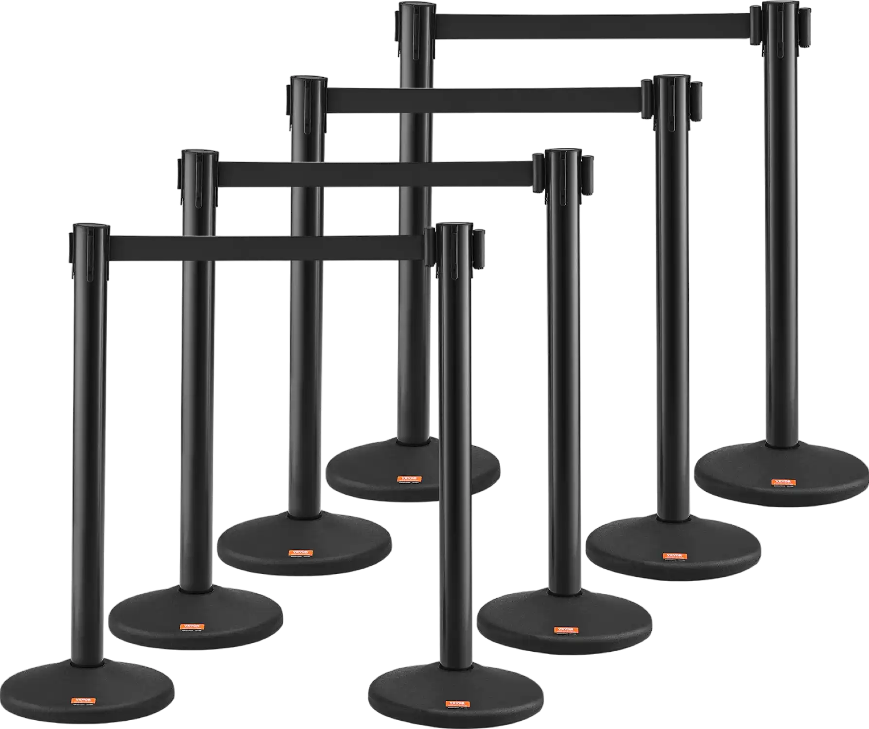 Vevor Crowd Control Stanchions 8-Pack with 4 Retractable Belts Black New