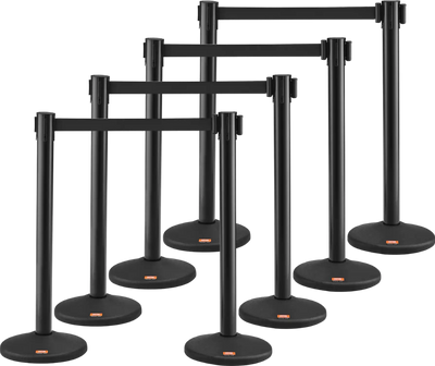 Vevor Crowd Control Stanchions 8-Pack with 4 Retractable Belts Black New