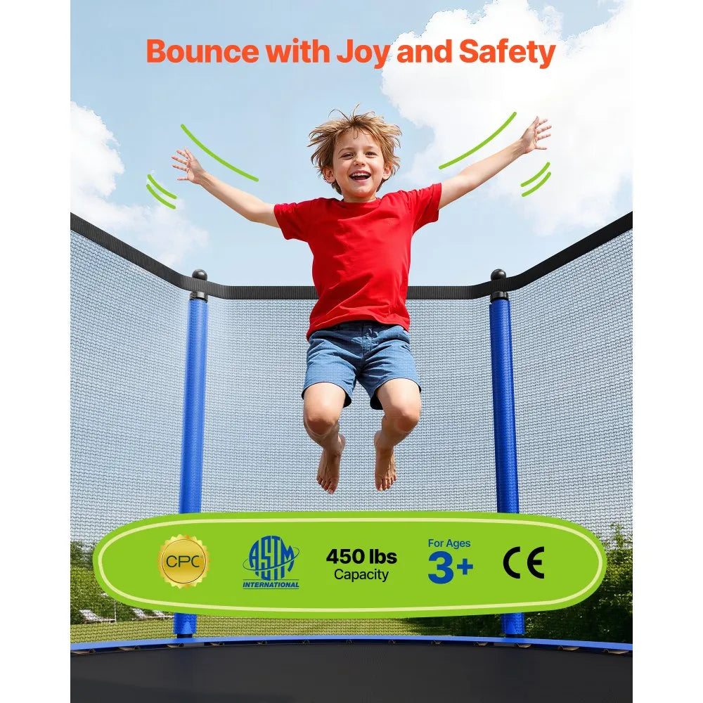 Vevor Trampoline 14 ft. Round with Enclosure Net Straight Rod 450 lb. Capacity New