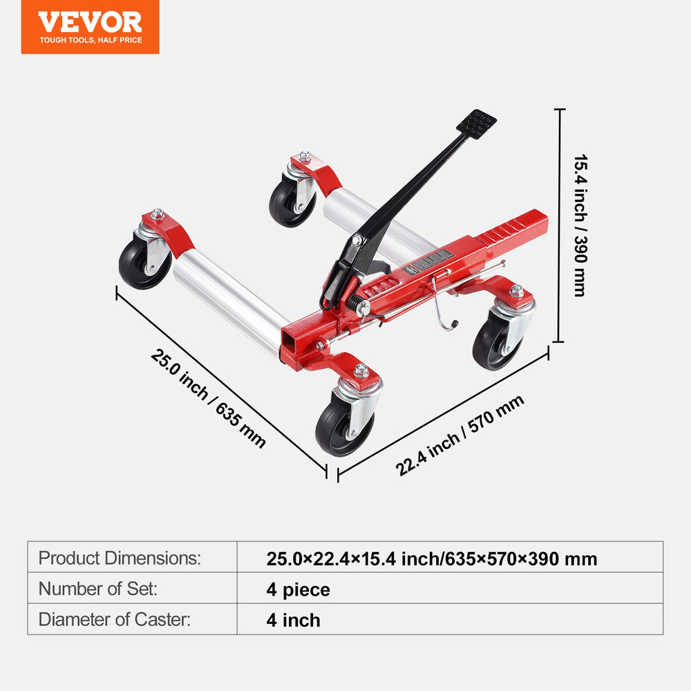 Vevor Wheel Dolly Set 1500 Lbs Vehicle Positioning Lifter 4 Pack New