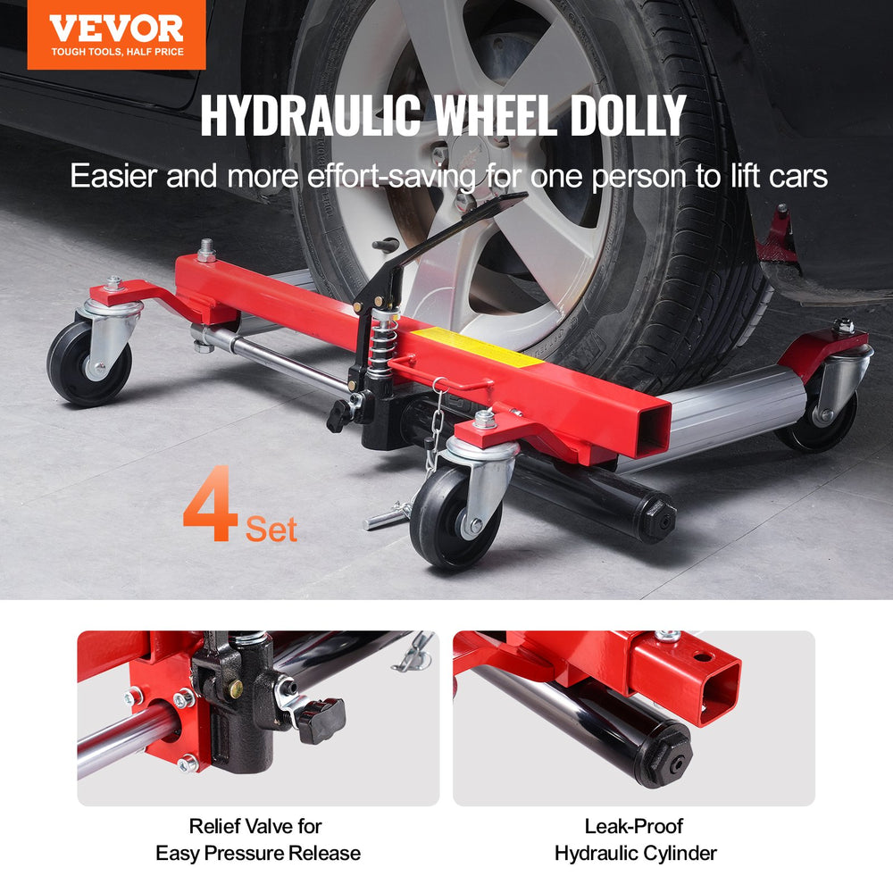 Vevor Wheel Dolly 1500 Lbs Heavy Duty Vehicle Positioning Tire Lifter 4 Pack New