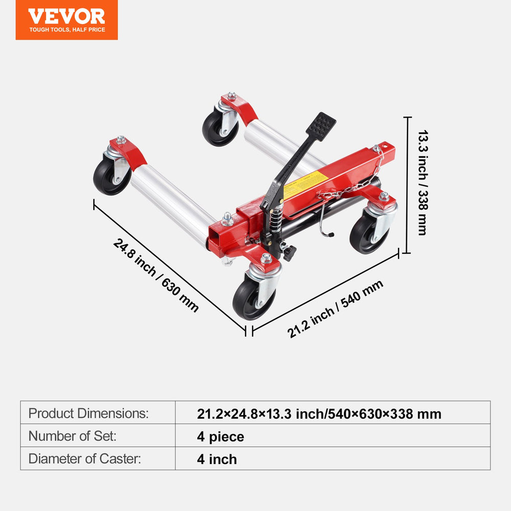 Vevor Wheel Dolly 1500 Lbs Heavy Duty Vehicle Positioning Tire Lifter 4 Pack New