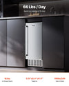 Vevor Undercounter Nugget Ice Maker 66 Lbs/Day Stainless Steel with Drain Pump New