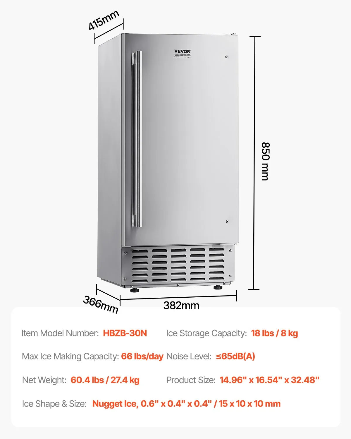 Vevor Undercounter Nugget Ice Maker - Thumbnail 5