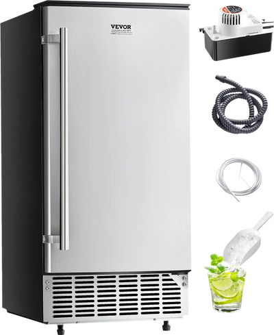 Vevor Undercounter Ice Maker 80 Lbs/Day Stainless Steel with Drain Pump New