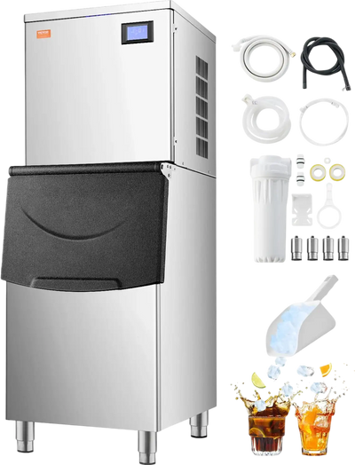Vevor Commercial Ice Maker 550 Lbs/Day with 250 Lbs Storage Auto Self-Cleaning New