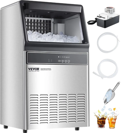 Vevor Commercial Ice Maker 110 lbs/24H with 33 lbs Storage Drain Pump Self-Cleaning New
