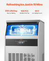 Vevor Commercial Ice Maker 200 Lbs/Day 66 Lbs Storage Capacity Self-Cleaning New