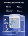 Vevor Commercial Ice Maker 360 Lbs/Day with 300 lbs Storage Bin Auto Self-Cleaning New